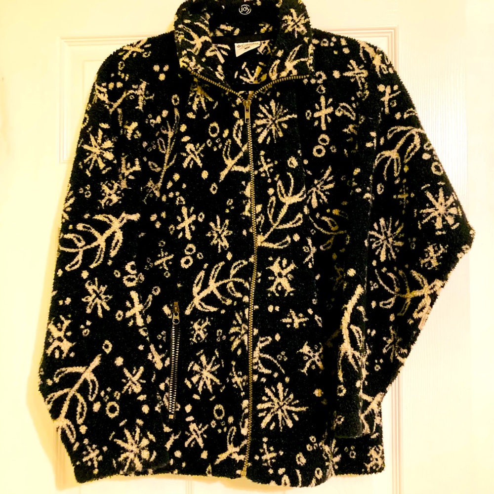 Women's Black and Cream Patterned Jacket